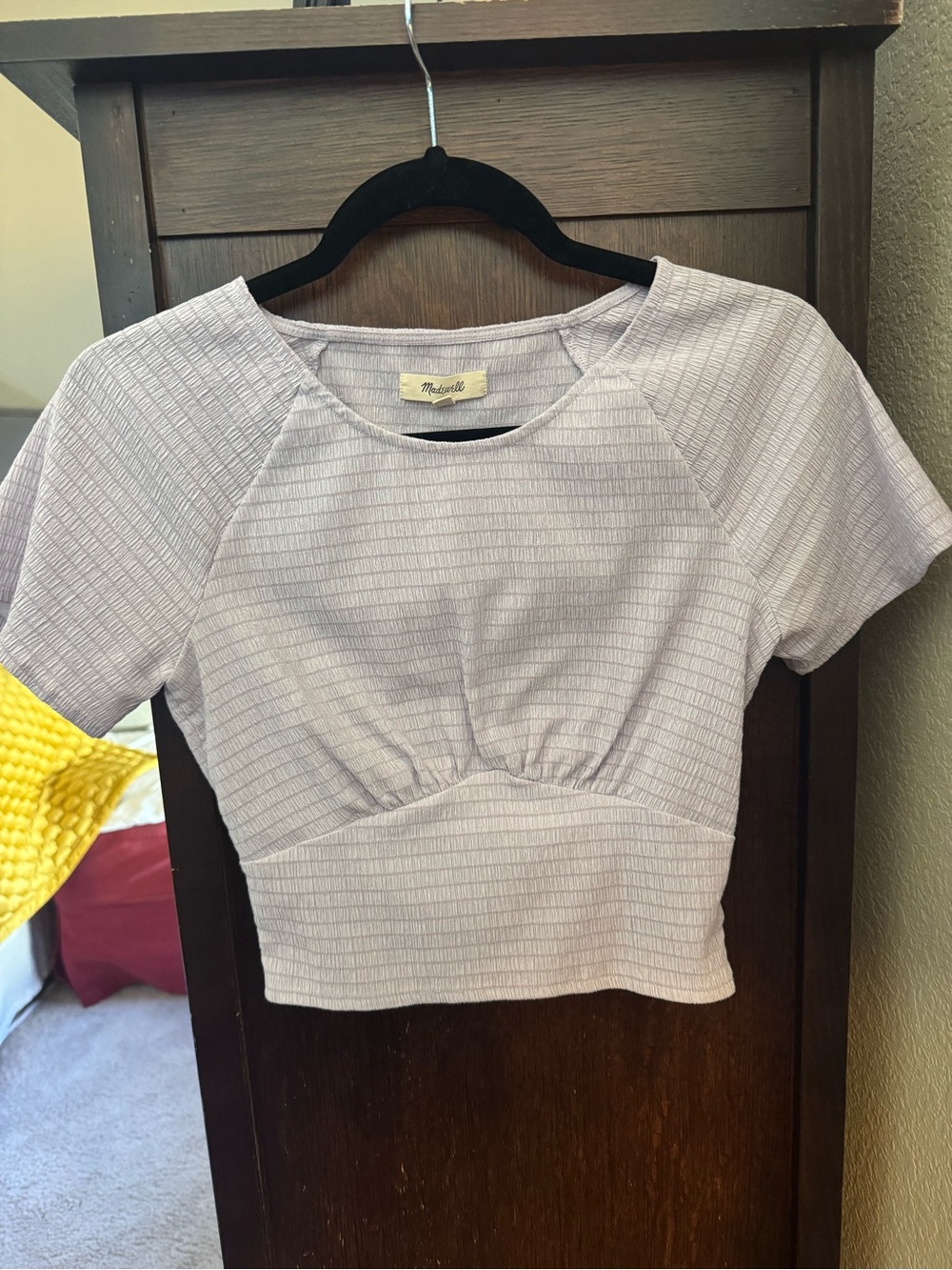 Madewell Light Lavender Ribbed Short-Sleeve Crop Top